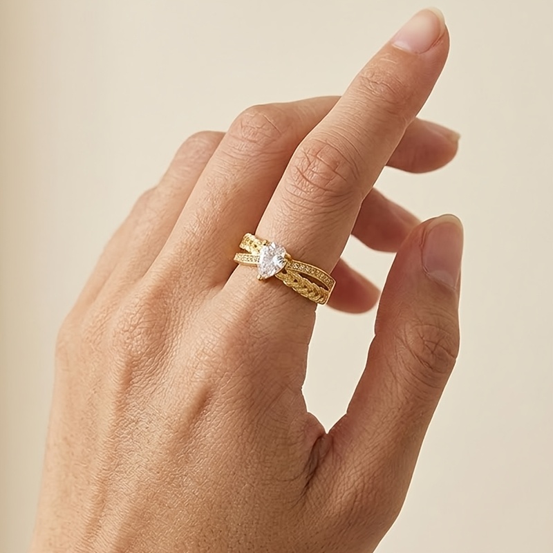 French Romantic Pear Shaped Open Ring for Women